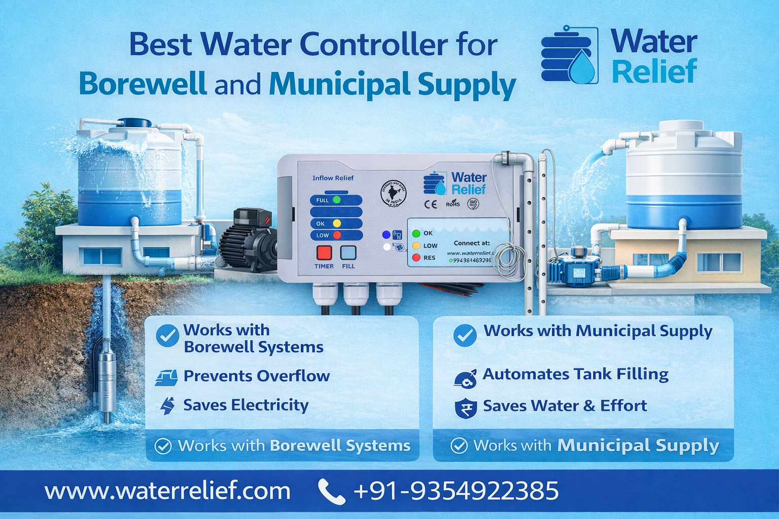 Best Water Controller for Borewell and Municipal Supply