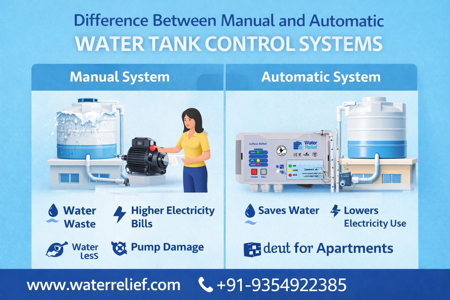 Manual and Automatic Water Tank Control Systems